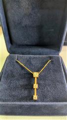 Diamond Necklace 3 Diamonds .85 Carat T.W. 14K Yellow Gold 4.3g
